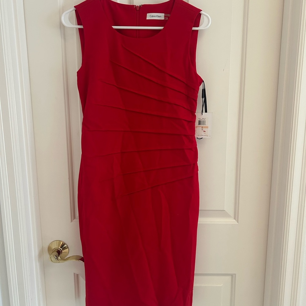 NWT Calvin Klein Red Sleeveless Dress